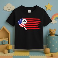 Pickleball US Flag American Patriotic Pickleball 4th of july Toddler T-Shirt