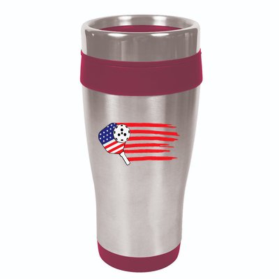 Pickleball US Flag American Patriotic Pickleball 4th of july 16oz Travel Tumbler