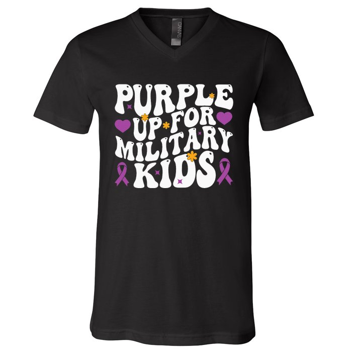 Purple Up For Military Month Of The Military Child V-Neck T-Shirt