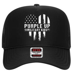 Purple Up For Military Month Of The Military Child High Crown Mesh Back Trucker Hat