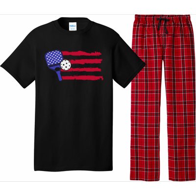 Pickleball Us Flag American Patriotic Pickleball 4th Of July Funny Gift Pajama Set