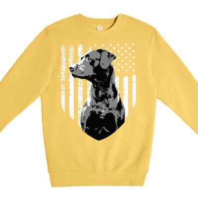 Patriotic USA Flag Black Labrador Gift For Lab Owners Premium Crewneck Sweatshirt