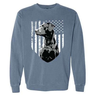 Patriotic USA Flag Black Labrador Gift For Lab Owners Garment-Dyed Sweatshirt