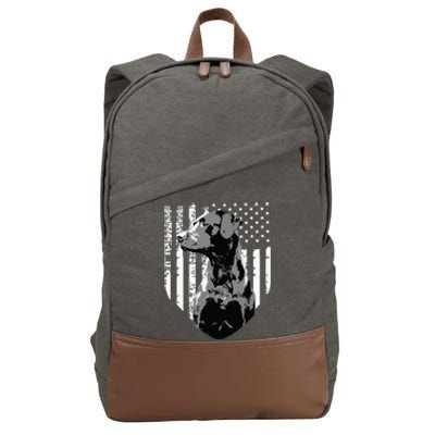 Patriotic USA Flag Black Labrador Gift For Lab Owners Cotton Canvas Backpack