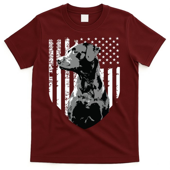 Patriotic USA Flag Black Labrador Gift For Lab Owners T-Shirt