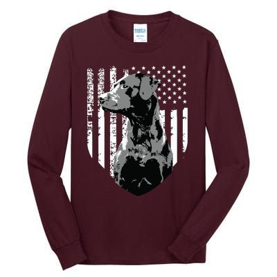 Patriotic USA Flag Black Labrador Gift For Lab Owners Tall Long Sleeve T-Shirt