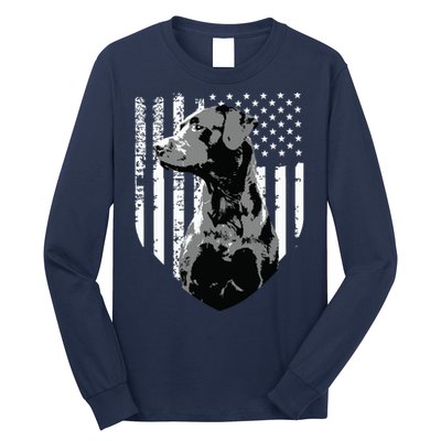 Patriotic USA Flag Black Labrador Gift For Lab Owners Long Sleeve Shirt