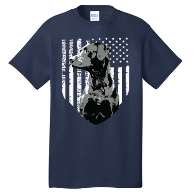 Patriotic USA Flag Black Labrador Gift For Lab Owners Tall T-Shirt