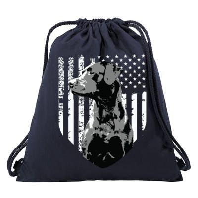 Patriotic USA Flag Black Labrador Gift For Lab Owners Drawstring Bag