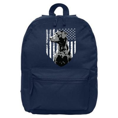 Patriotic USA Flag Black Labrador Gift For Lab Owners 16 in Basic Backpack