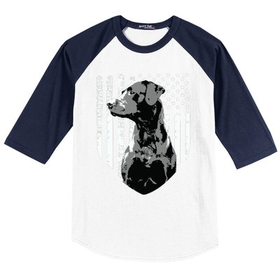 Patriotic USA Flag Black Labrador Gift For Lab Owners Baseball Sleeve Shirt