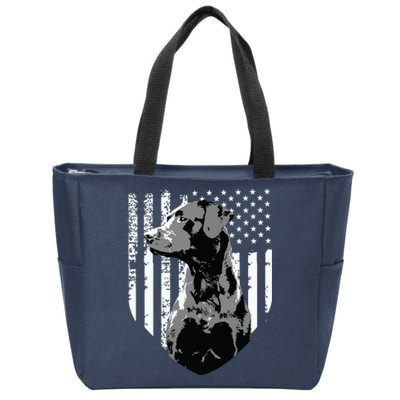 Patriotic USA Flag Black Labrador Gift For Lab Owners Zip Tote Bag