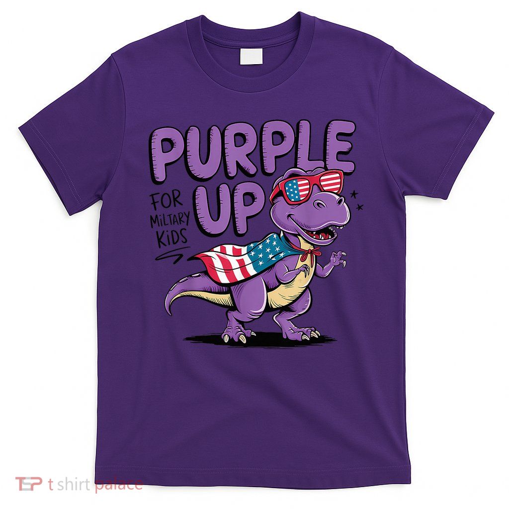 Purple Up For Military Military Child Month Dinosaur T-Shirt