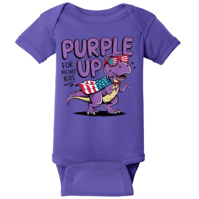 Purple Up For Military Military Child Month Dinosaur Baby Bodysuit