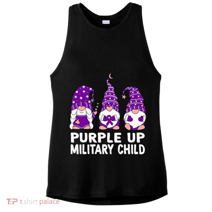 Purple Up For Military Military Child Month Gnomes Ladies PosiCharge Tri-Blend Wicking Tank