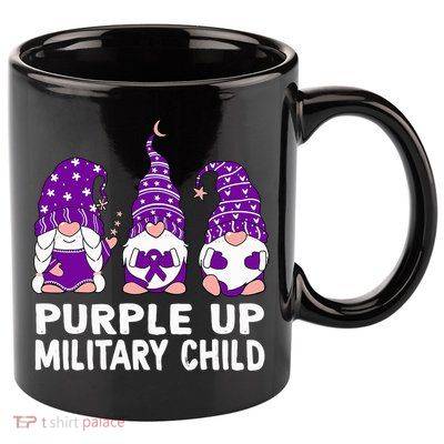 Purple Up For Military Military Child Month Gnomes 11oz C Handle Ceramic Mug