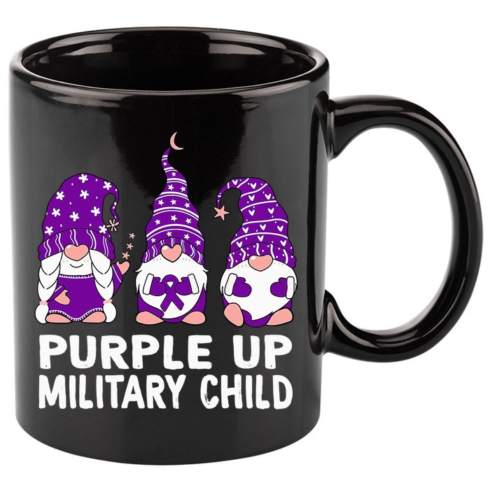 Purple Up For Military Military Child Month Gnomes 11oz C Handle Ceramic Mug
