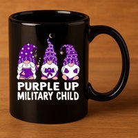 Purple Up For Military Military Child Month Gnomes 11oz C Handle Ceramic Mug