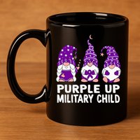 Purple Up For Military Military Child Month Gnomes 11oz C Handle Ceramic Mug