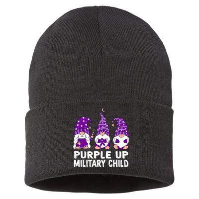 Purple Up For Military Military Child Month Gnomes Sustainable Knit Beanie