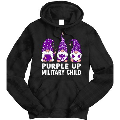 Purple Up For Military Military Child Month Gnomes Tie Dye Hoodie