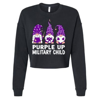 Purple Up For Military Military Child Month Gnomes Cropped Pullover Crew