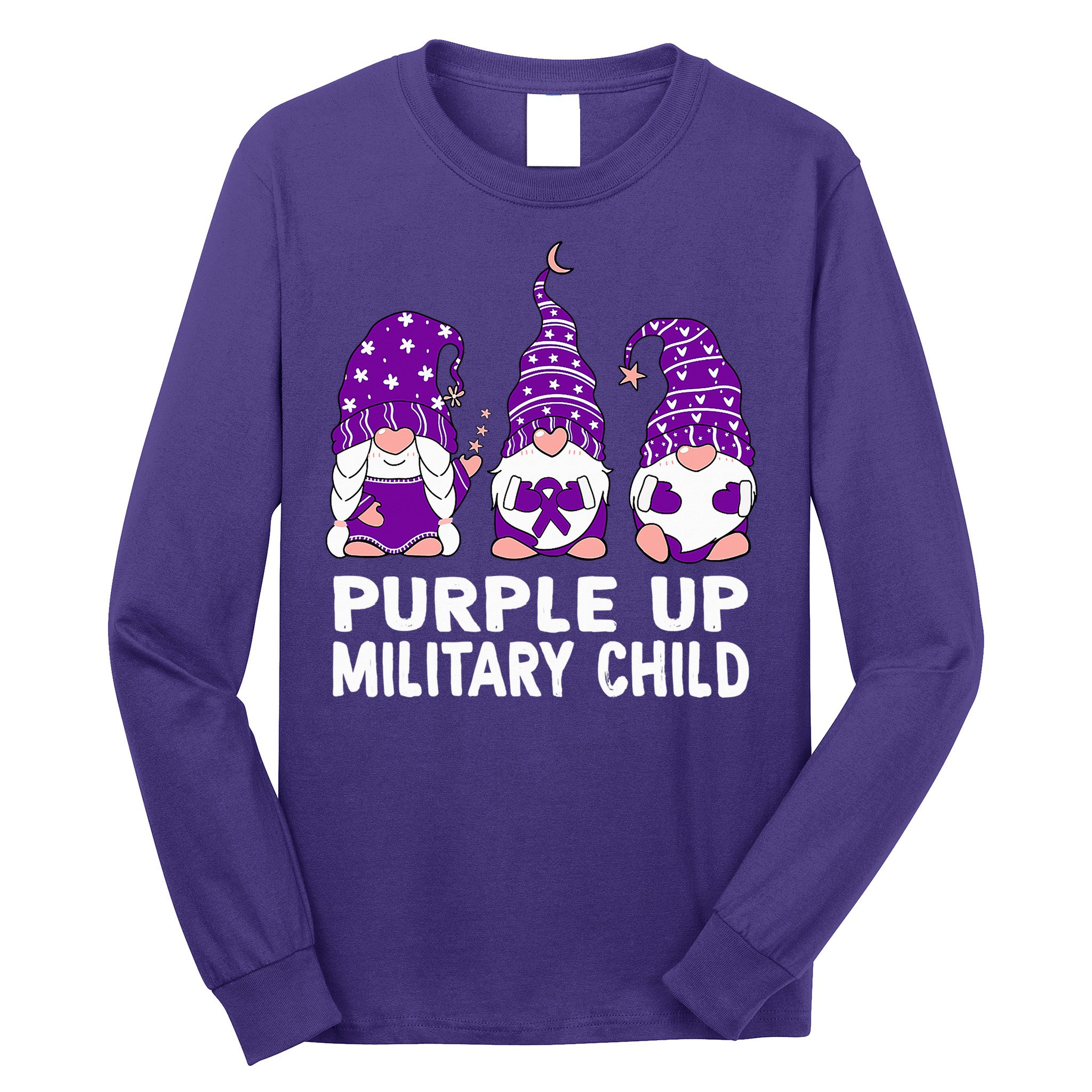 Purple Up For Military Military Child Month Gnomes Long Sleeve Shirt