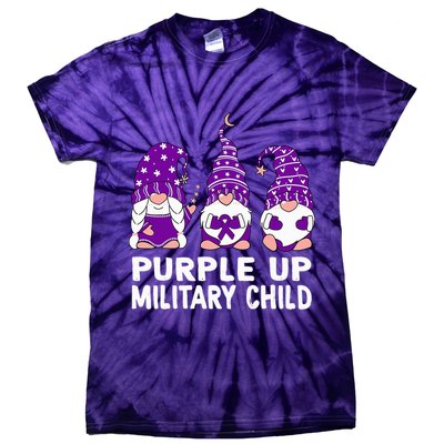 Purple Up For Military Military Child Month Gnomes Tie-Dye T-Shirt