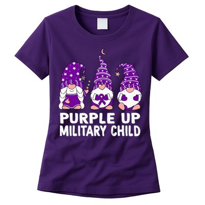 Purple Up For Military Military Child Month Gnomes Womens T-Shirt