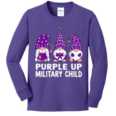Purple Up For Military Military Child Month Gnomes Kids Long Sleeve Shirt