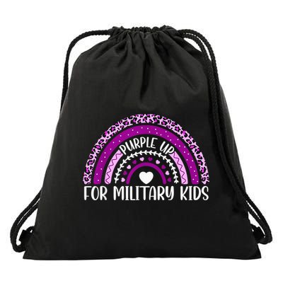 Purple Up For Military Month Military Child Rainbow Drawstring Bag
