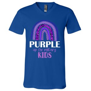 Purple Up For Military Gift Military Month Rainbow Gift V-Neck T-Shirt