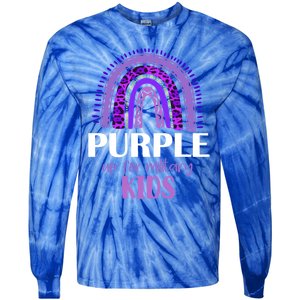 Purple Up For Military Gift Military Month Rainbow Gift Tie-Dye Long Sleeve Shirt