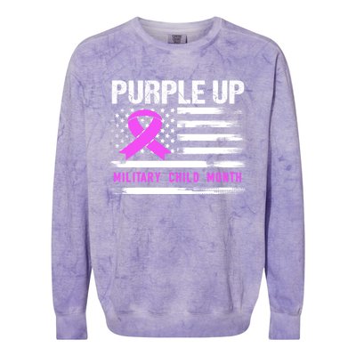 Purple Up For Military Awareness Month Us Flag Gift Colorblast Crewneck Sweatshirt