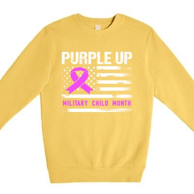 Purple Up For Military Awareness Month Us Flag Gift Premium Crewneck Sweatshirt