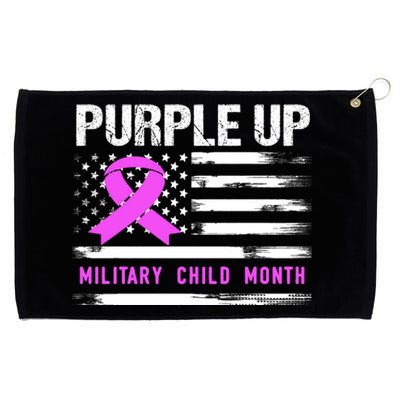 Purple Up For Military Awareness Month Us Flag Gift Grommeted Golf Towel