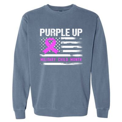 Purple Up For Military Awareness Month Us Flag Gift Garment-Dyed Sweatshirt