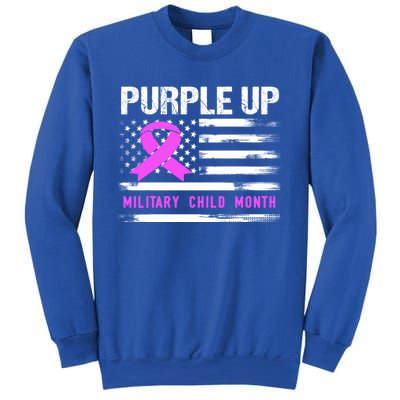 Purple Up For Military Awareness Month Us Flag Gift Sweatshirt