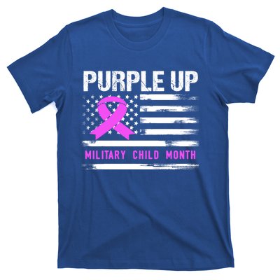 Purple Up For Military Awareness Month Us Flag Gift T-Shirt