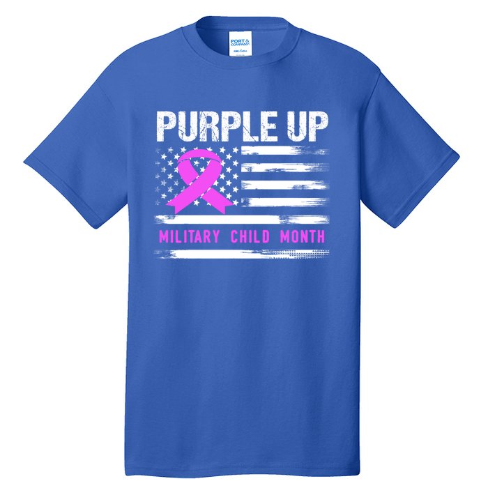 Purple Up For Military Awareness Month Us Flag Gift Tall T-Shirt