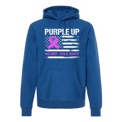 Purple Up For Military Awareness Month Us Flag Gift Premium Hoodie