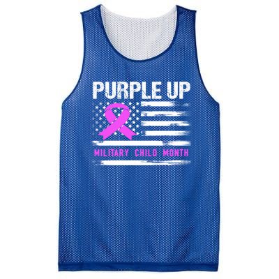 Purple Up For Military Awareness Month Us Flag Gift Mesh Reversible Basketball Jersey Tank