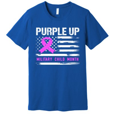 Purple Up For Military Awareness Month Us Flag Gift Premium T-Shirt