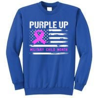 Purple Up For Military Awareness Month Us Flag Gift Tall Sweatshirt