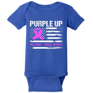 Purple Up For Military Awareness Month Us Flag Gift Baby Bodysuit