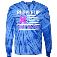 Purple Up For Military Awareness Month Us Flag Gift Tie-Dye Long Sleeve Shirt