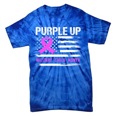 Purple Up For Military Awareness Month Us Flag Gift Tie-Dye T-Shirt