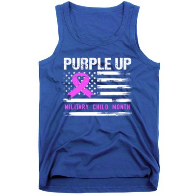 Purple Up For Military Awareness Month Us Flag Gift Tank Top