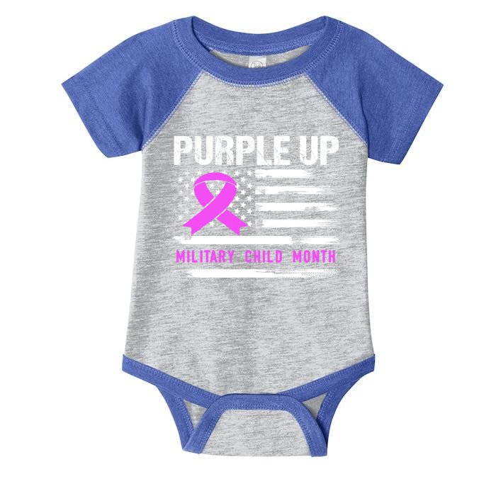 Purple Up For Military Awareness Month Us Flag Gift Infant Baby Jersey Bodysuit