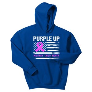 Purple Up For Military Awareness Month Us Flag Gift Kids Hoodie